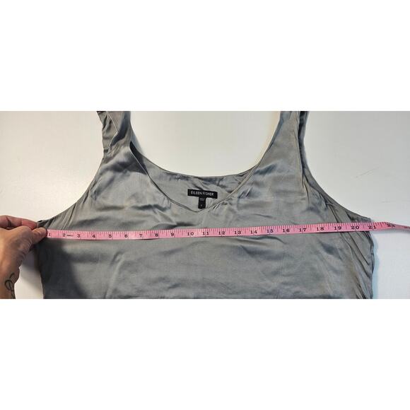 Eileen fisher sz L grey silk spandex blend layering comfort tank casual career+ - Picture 6 of 7